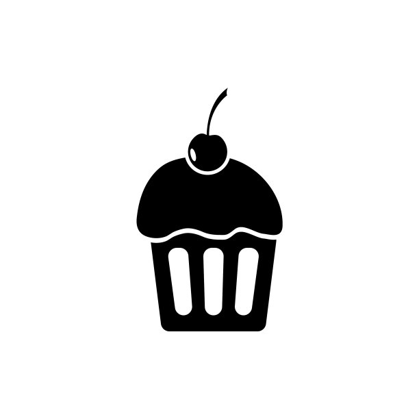 甜杯蛋糕与樱桃图标图片下载