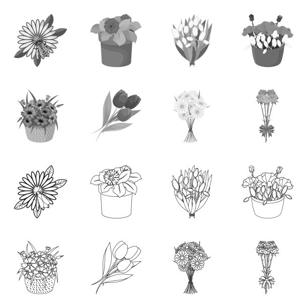 春天和花圈的图标设置图片下载