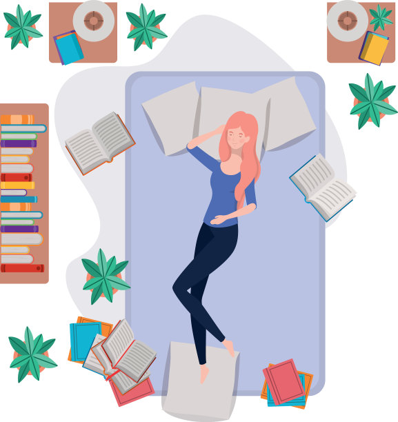 年轻女子躺在床上，摆着睡姿图片下载