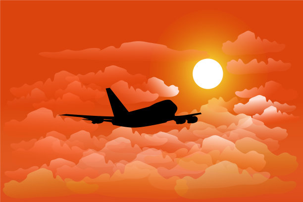 剪影飞机在天空中飞行图片下载