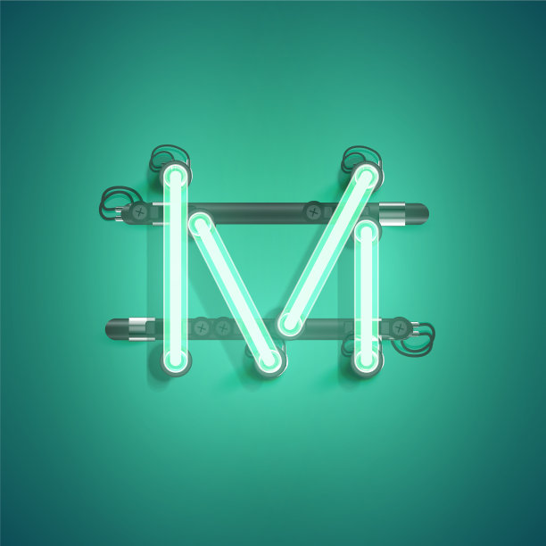 高细节霓虹灯字符从一个集合图片下载