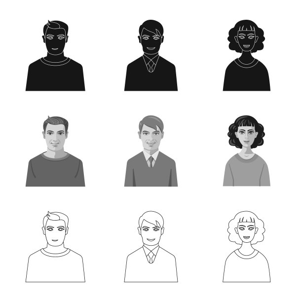 孤立对象发型和职业标志图片下载