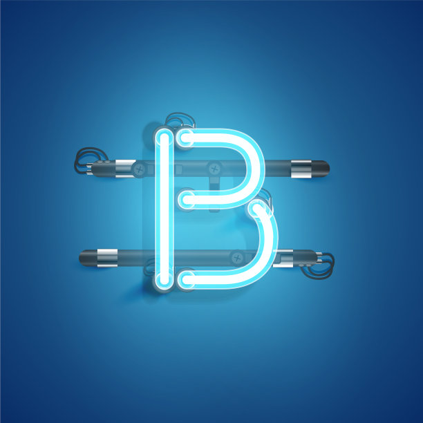 高细节霓虹灯字符从一个集合图片下载