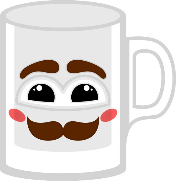 孤立快乐的咖啡杯上有小胡子图片下载
