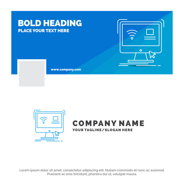 蓝色企业标识模板控制计算机图片下载