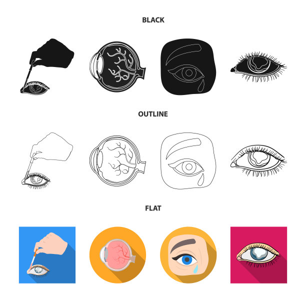 孤立物体医疗和眼球符号集图片下载