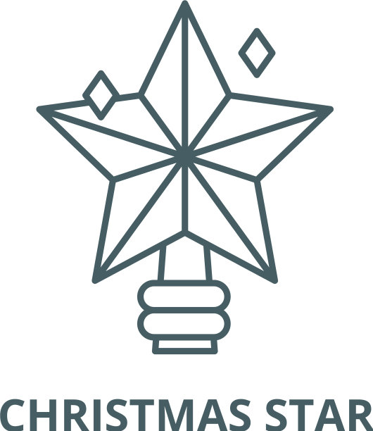 圣诞星星线条图标图片下载