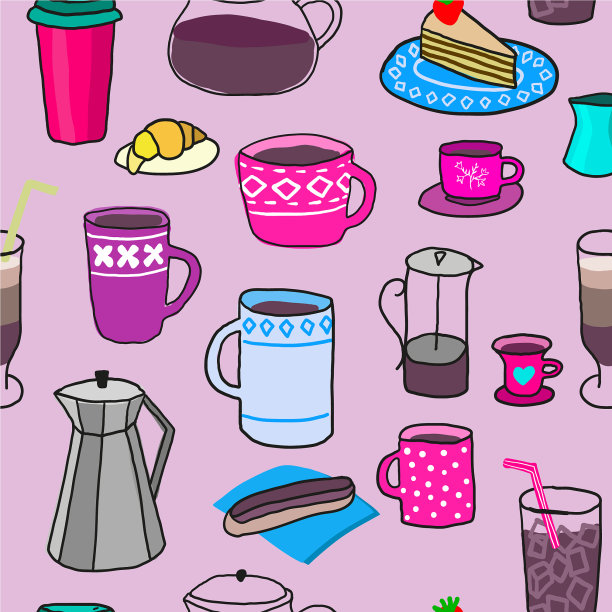 爱咖啡饮料排版家无缝模式图片下载