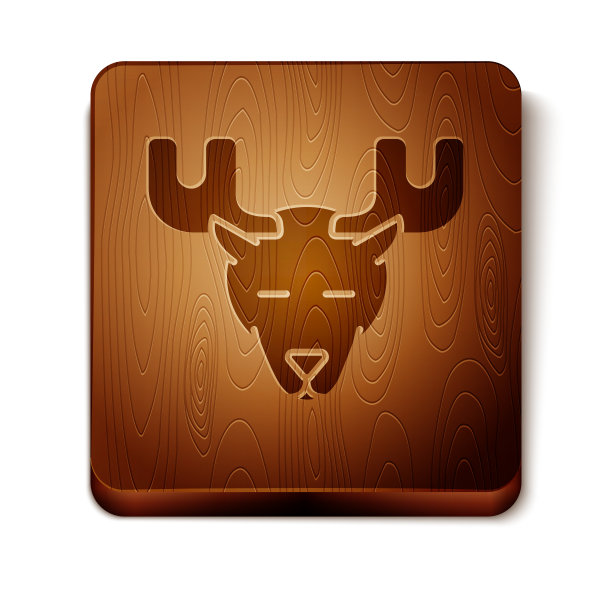 棕色驼鹿头与角图标孤立在白色上图片下载