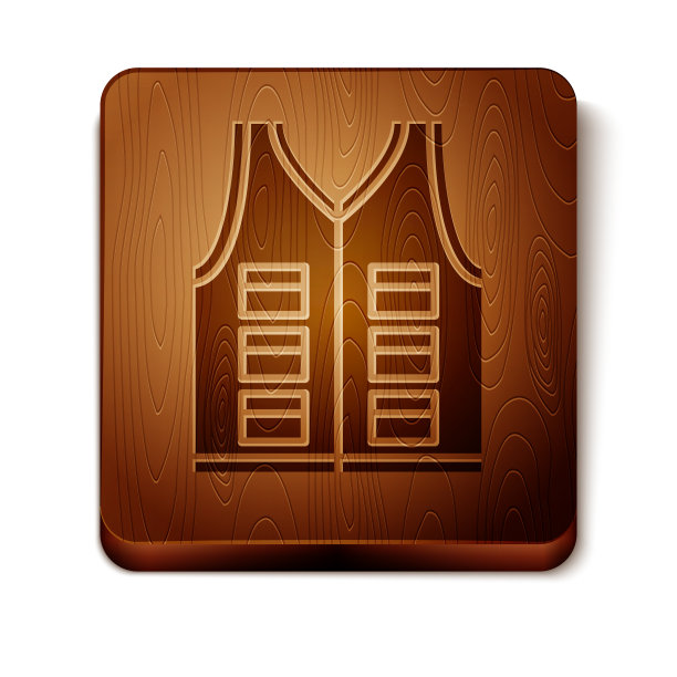 棕色钓鱼夹克图标孤立在白色图片下载