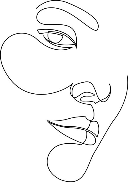 最小和抽象的连续线描图片下载