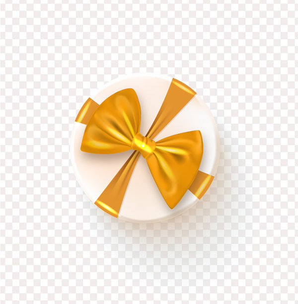圆形礼盒与金弓孤立上图片下载