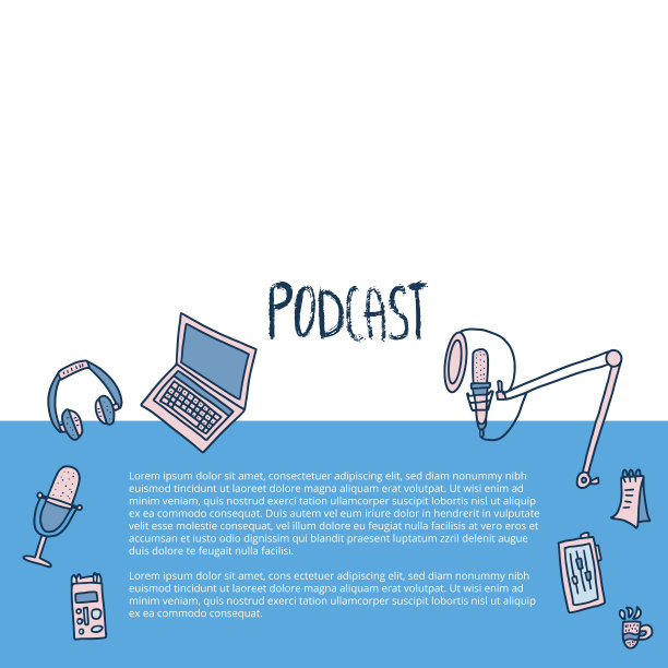 播客标志与文本元素设计图片下载