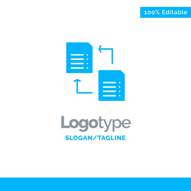 数据文件共享科学蓝色固体标志模板图片下载
