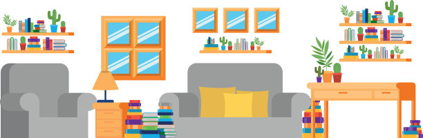 有桌子和书的客厅图片下载