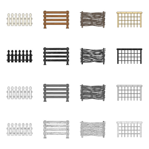 隔离对象的门和围栏图标集图片下载