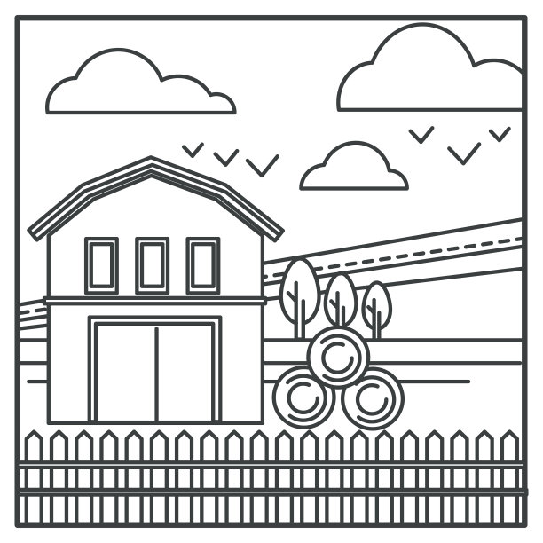 干草堆和谷仓，村庄，田野或乡村图片下载