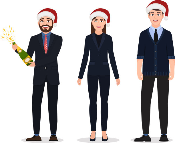 庆祝新年的三个快乐的人图片下载