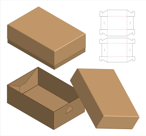 盒包装模切模板设计三维模型图片下载