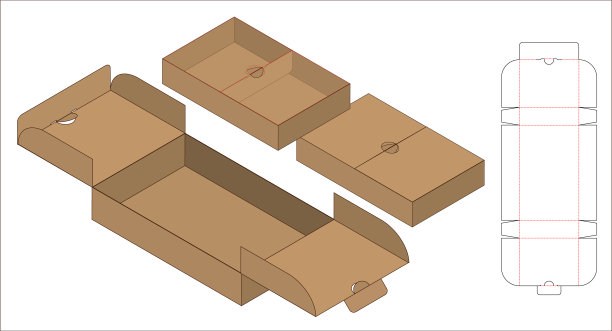 盒包装模切模板设计三维模型图片下载