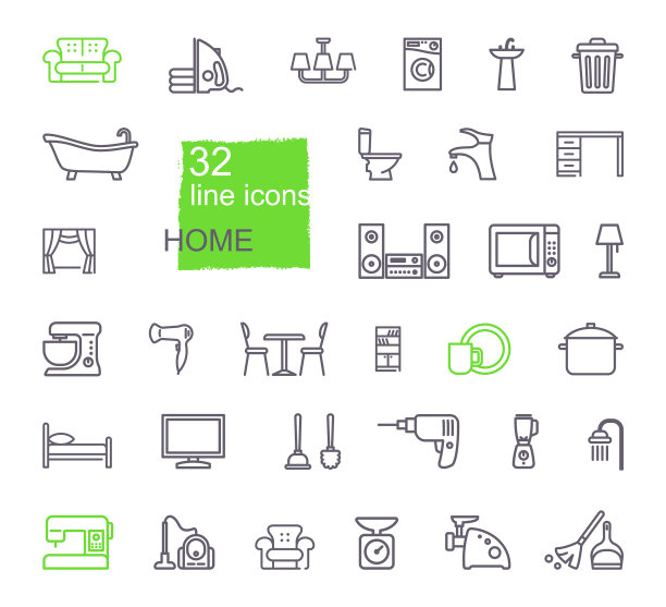 线性图标家居用品家具图片下载