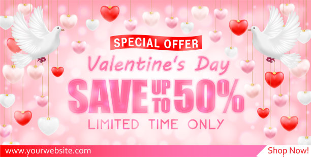 情人节购物减价贺卡横幅图片下载
