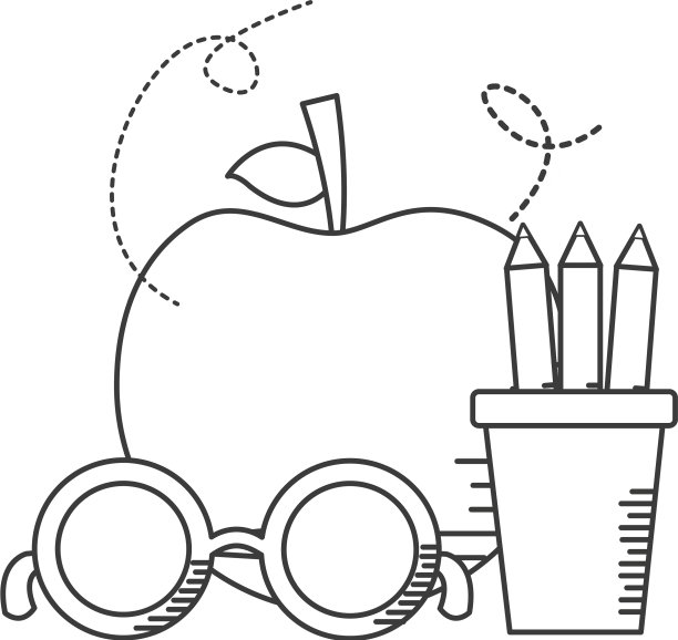 苹果铅笔，眼镜，学校用品图片下载