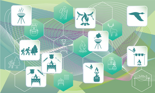 带有旅行和露营装备的海报图片下载