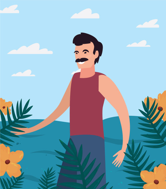 游客在泳衣热带叶花图片下载