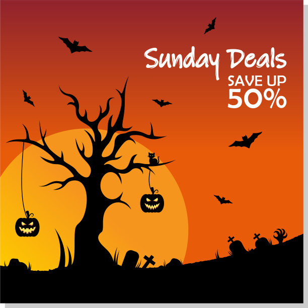 销售横幅为快乐的万圣节与图片下载