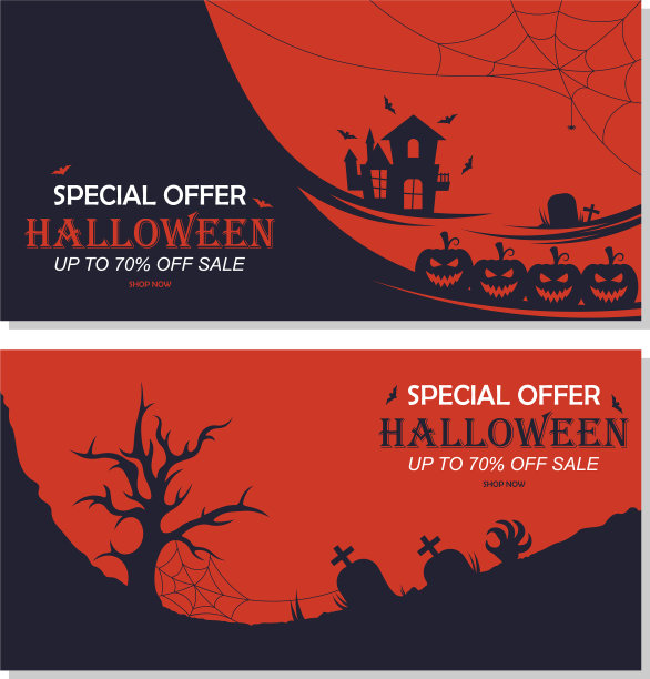 销售横幅为快乐的万圣节与图片下载