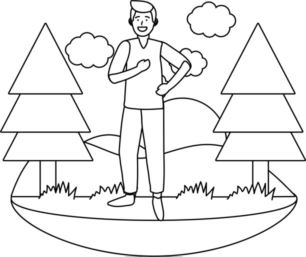 男人头像卡通人物黑白图片下载