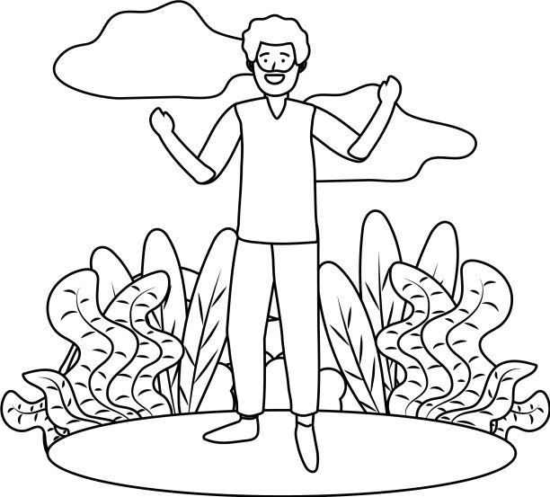 男人头像卡通人物黑白图片下载