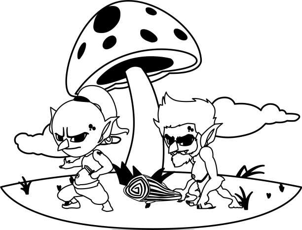 丑陋的巨魔和穴居人侏儒在营地魔法图片下载