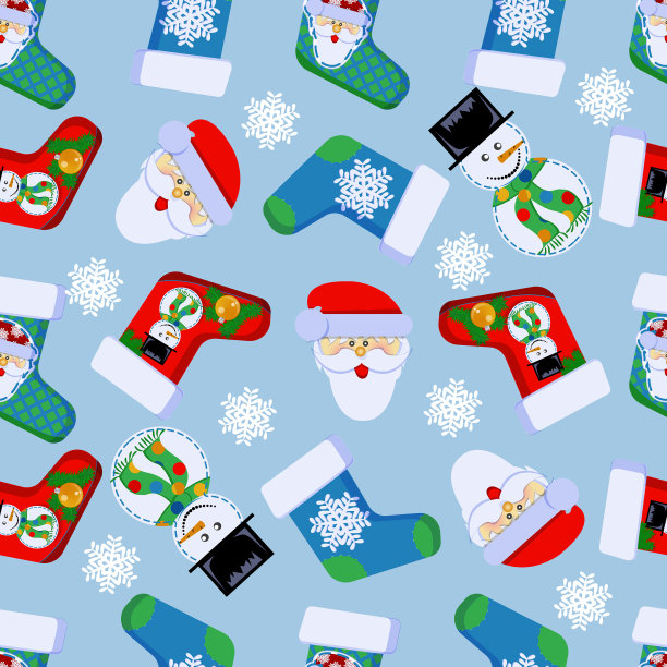 2 .新年快乐无缝模式与圣诞老人图片下载