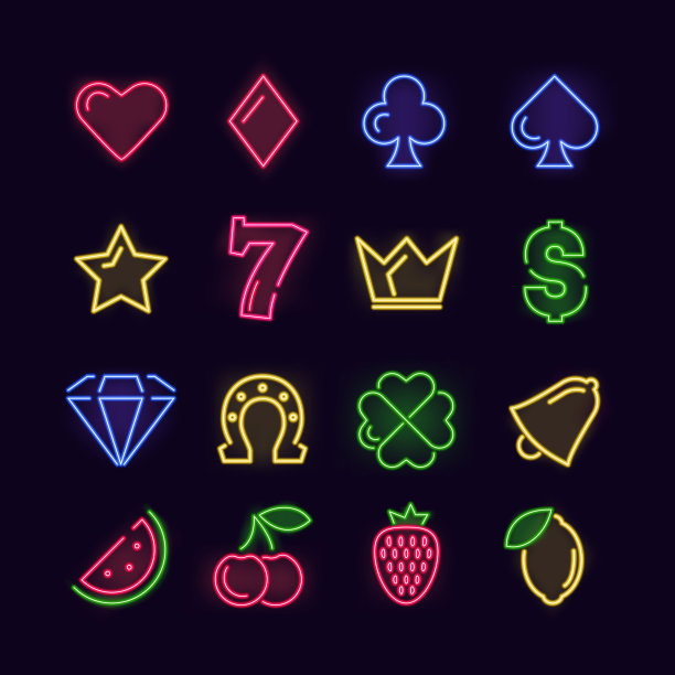 游戏赌场标志颜色细线图标设置图片下载