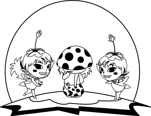 美丽的魔法仙子与蘑菇精灵在一起图片下载