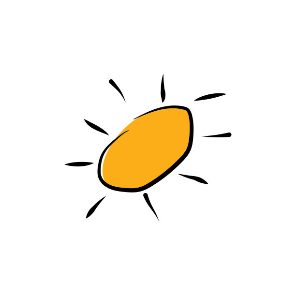 太阳标志手绘太阳黄色太阳与黑色射线图片下载