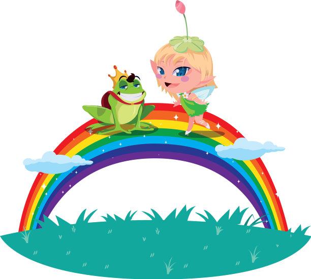 美丽的魔法仙女，蛤蟆王子和彩虹图片下载