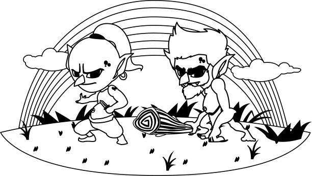 丑陋的巨魔，穴居人侏儒和彩虹图片下载