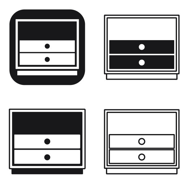黑色和白色床头柜床头图标集图片下载