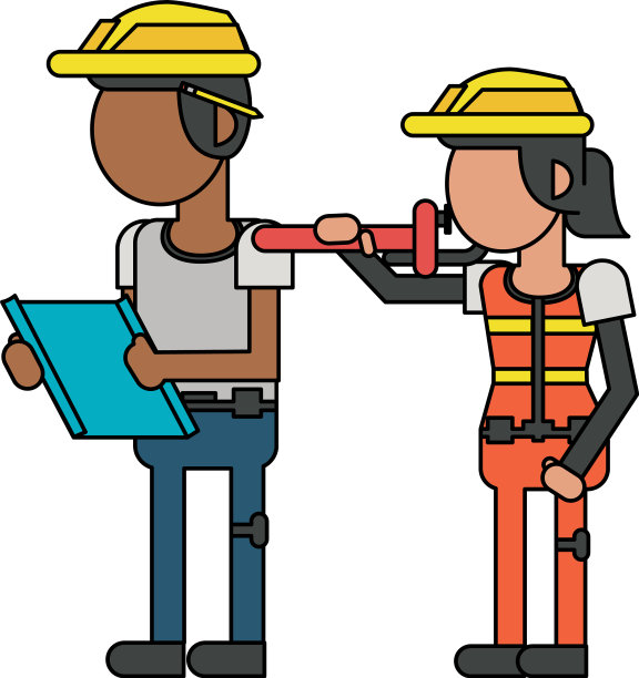 建筑工人拿着工具，卡通人物没有脸图片下载
