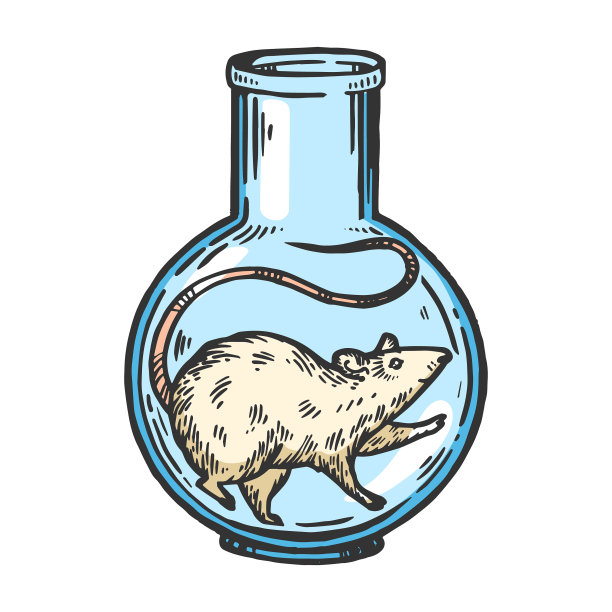 实验瓶中的大鼠动物颜色素描图片下载