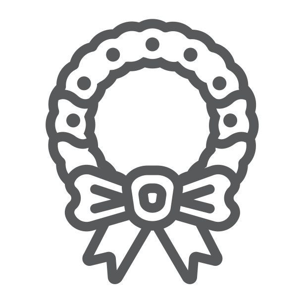 圣诞花环与弓线标志圣诞节和图片下载