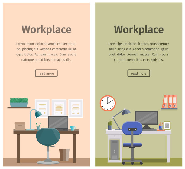 平面设计的工作空间或家庭工作场所背景图片下载