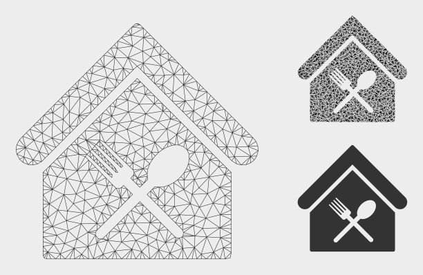 美食广场的网状胴体模型和三角形图片下载