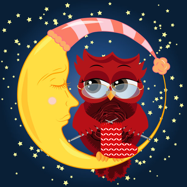 漂亮的卡通风骚猫头鹰戴着眼镜图片下载