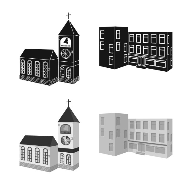 孤立的物体立面和住宅符号集图片下载