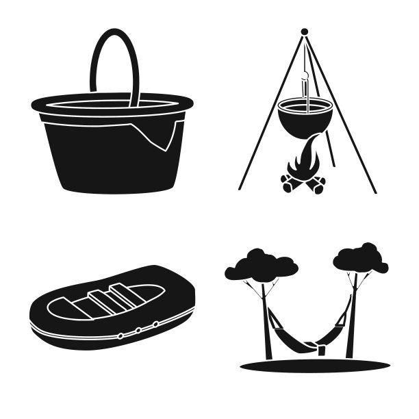 孤立的物体烧烤和休闲符号图片下载