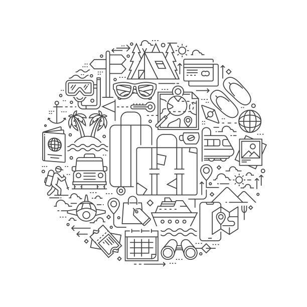 旅行概念在薄平图片下载